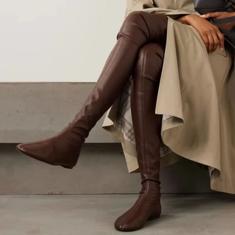 Brown Soft Stretch Faux Leathe - огляд і ціна Boot Sock Slouchy