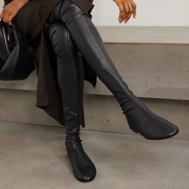 Brown Soft Stretch Faux Leathe - огляд і ціна Boot Sock Slouchy