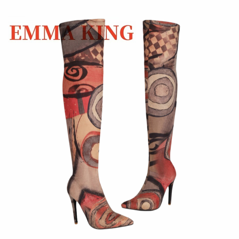 Women's Art Print Thigh High B - огляд і ціна No Show Sock Women